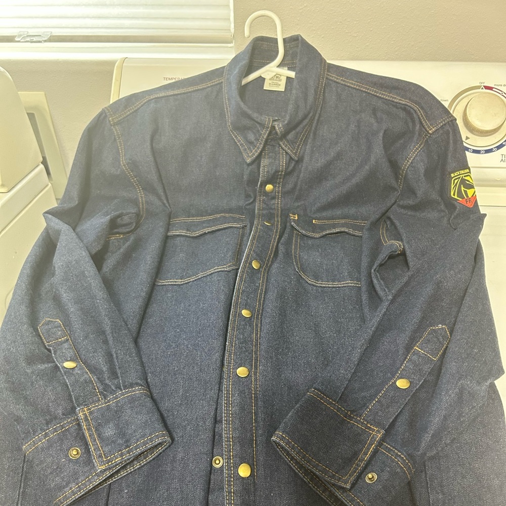 BLACK STALLION DENIM SHIRT, new, size XL, snap front